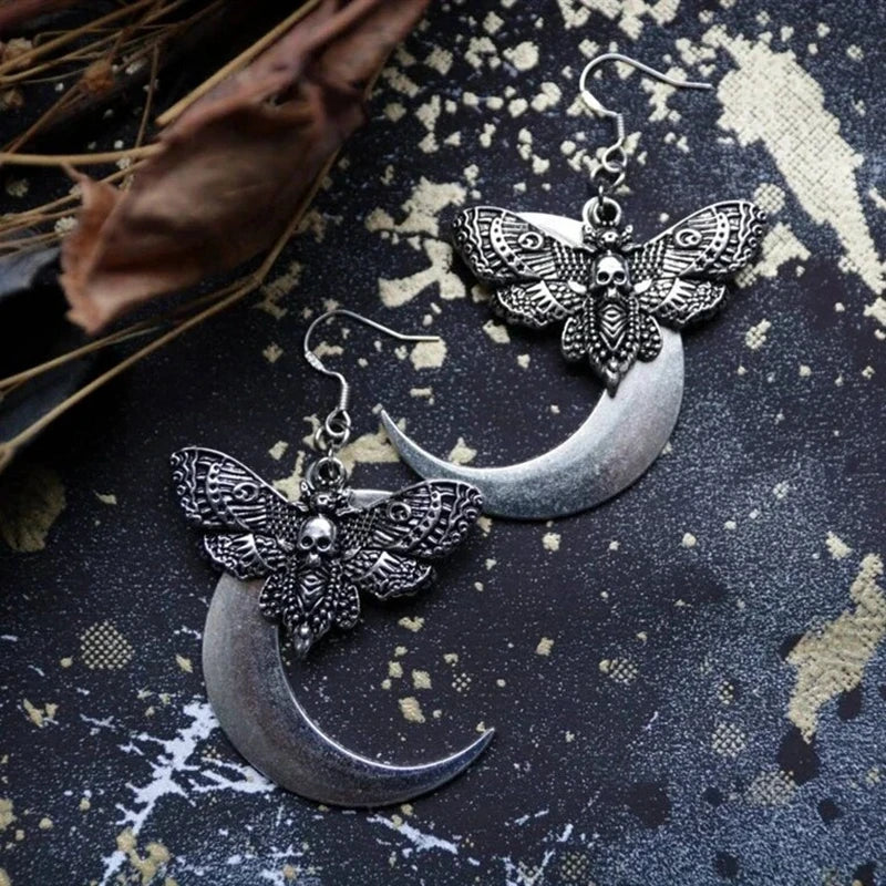 Gothic Vintage Moth Earrings