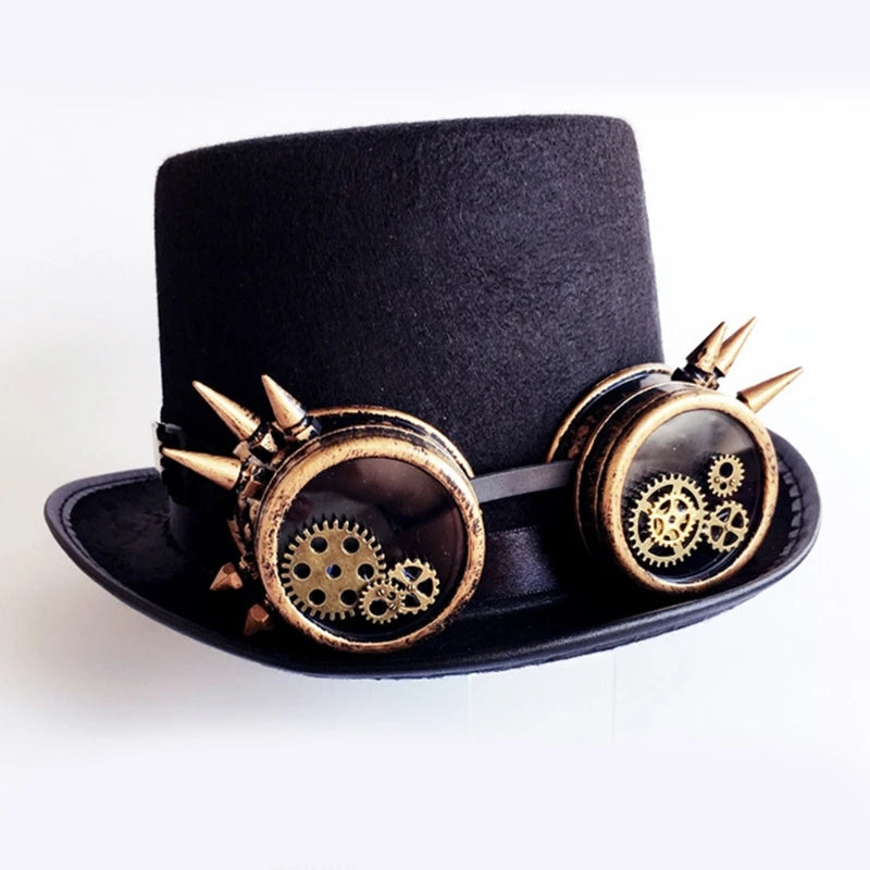 Vintage Steampunk Top Hat Gear Glasses