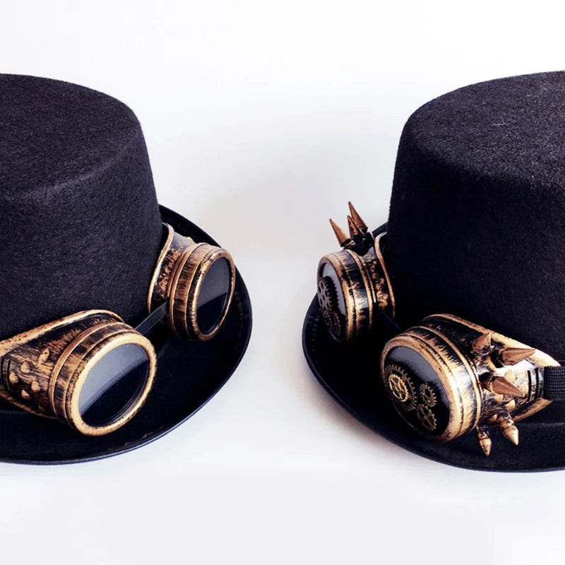 Vintage Steampunk Top Hat Gear Glasses