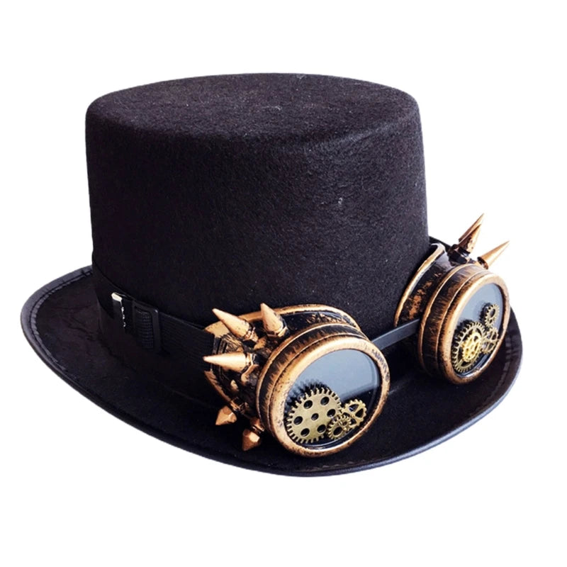 Vintage Steampunk Top Hat Gear Glasses