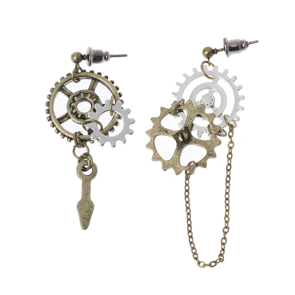Steampunk Antique Female Gear Earrings