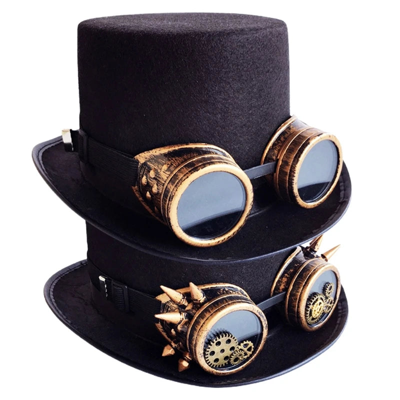 Vintage Steampunk Top Hat Gear Glasses
