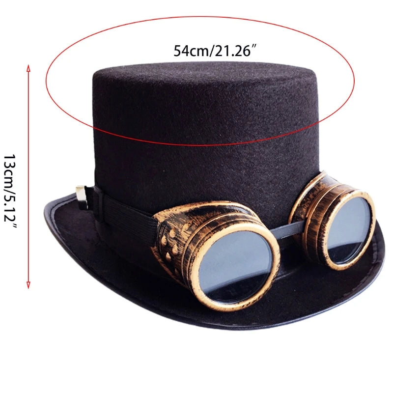 Vintage Steampunk Top Hat Gear Glasses