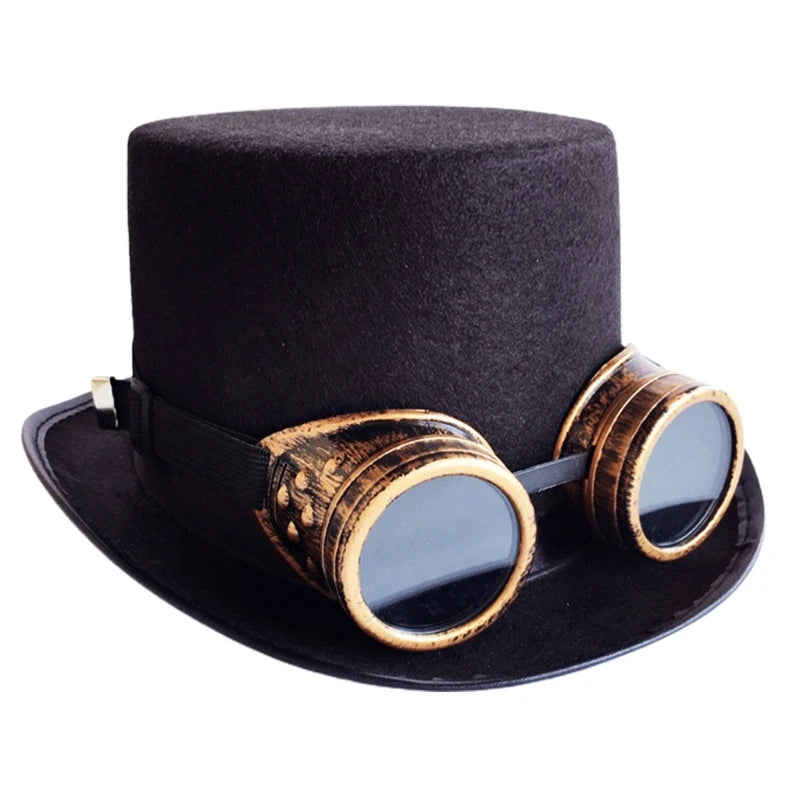 Vintage Steampunk Top Hat Gear Glasses