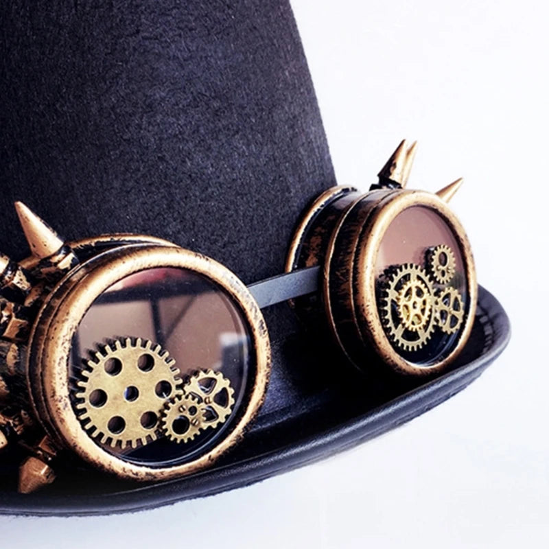 Vintage Steampunk Top Hat Gear Glasses