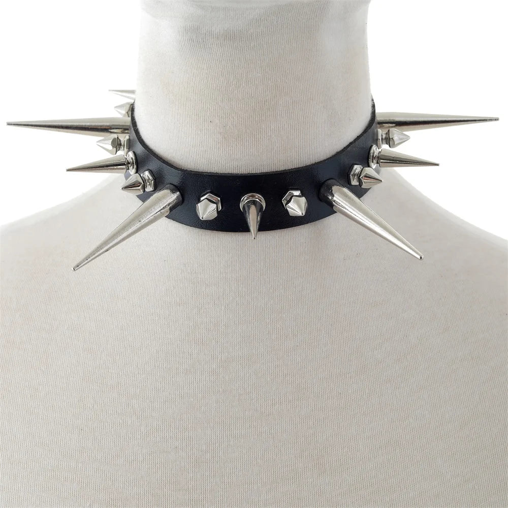 Unisex Neo-Gothic Rivets Studded Choker Necklace