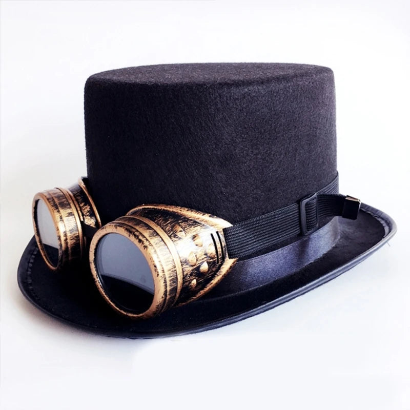 Vintage Steampunk Top Hat Gear Glasses