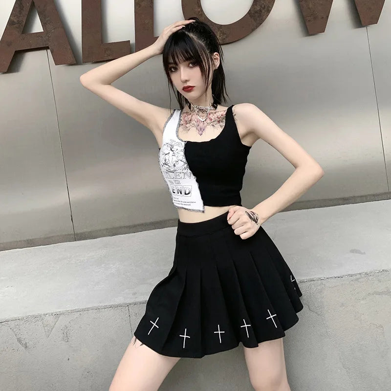 Punk Style Patchwork Tank Top