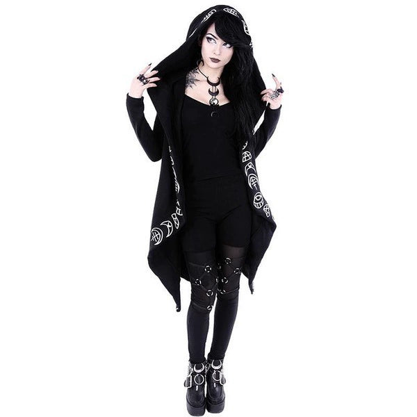 Punk Moon Patterned Long-sleeved Cardigan