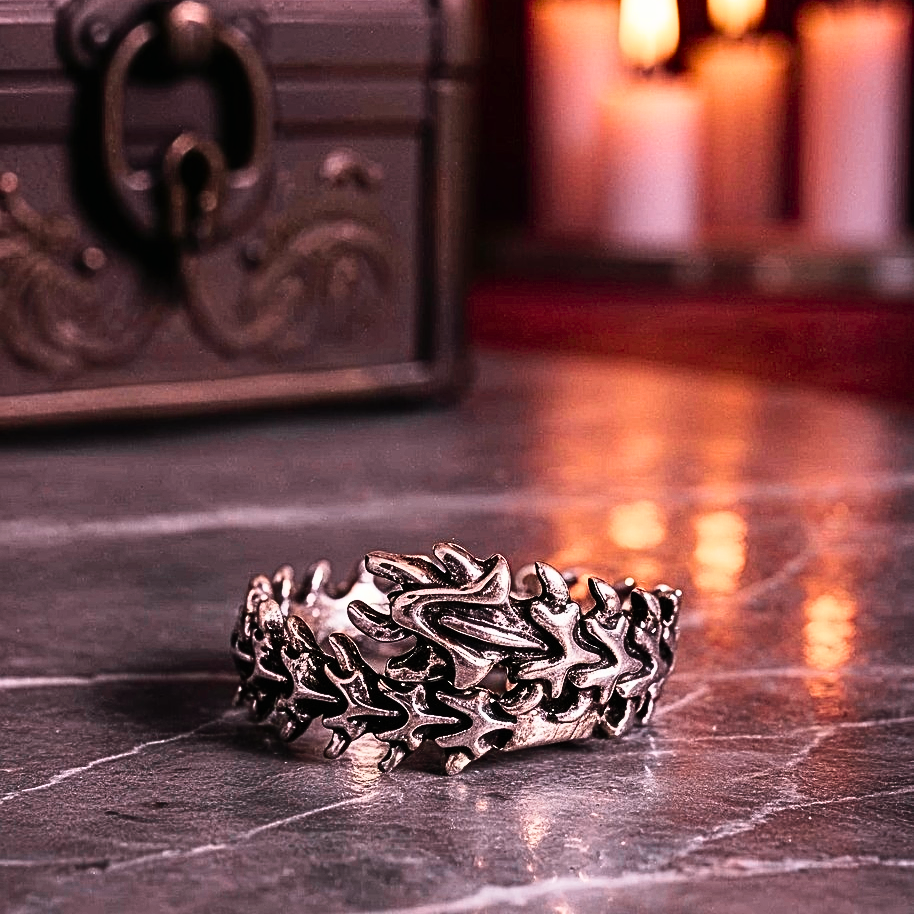 Antique Silver  Neo Gothic Spine Ring