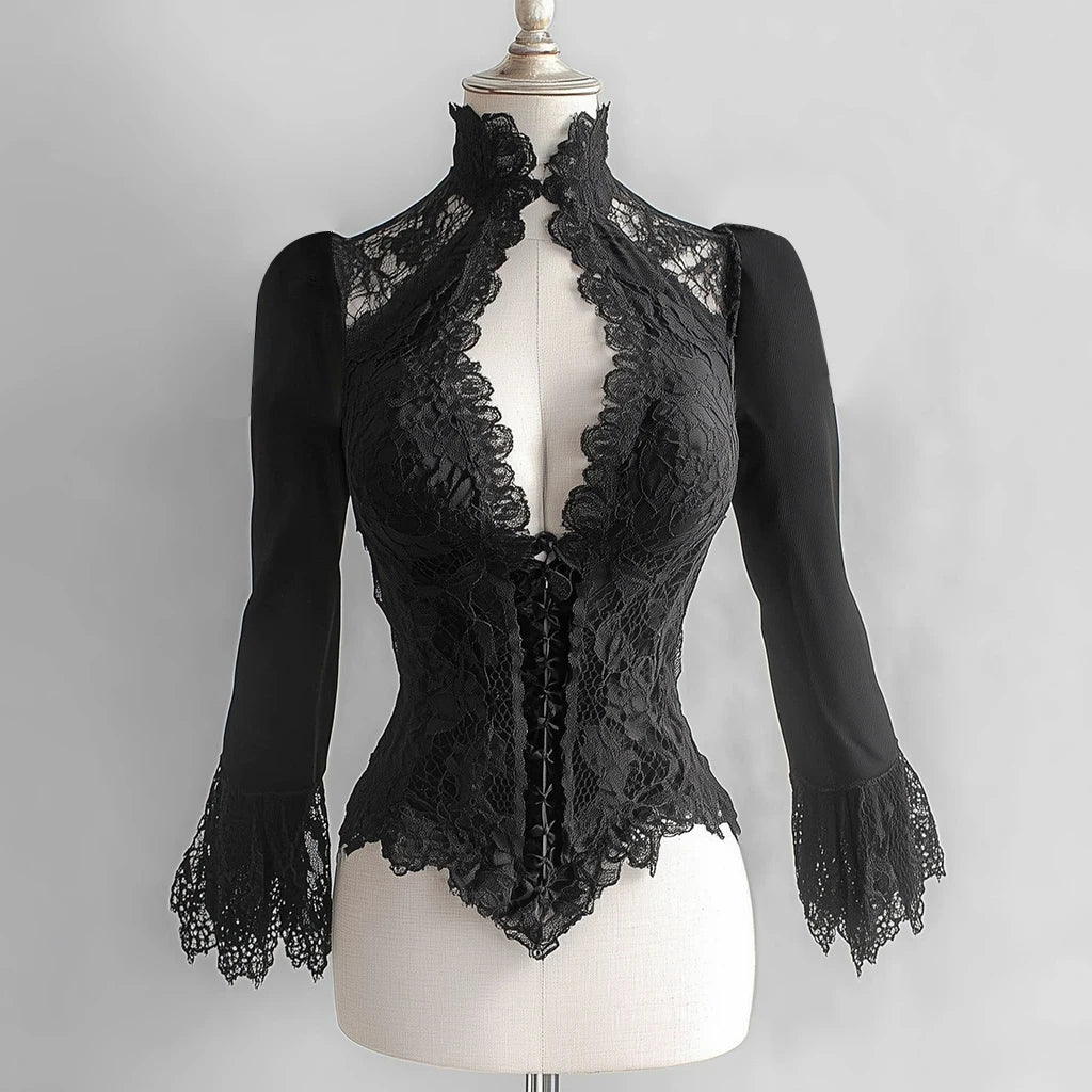 Goth Y2k Elegant Lace Long Sleeve