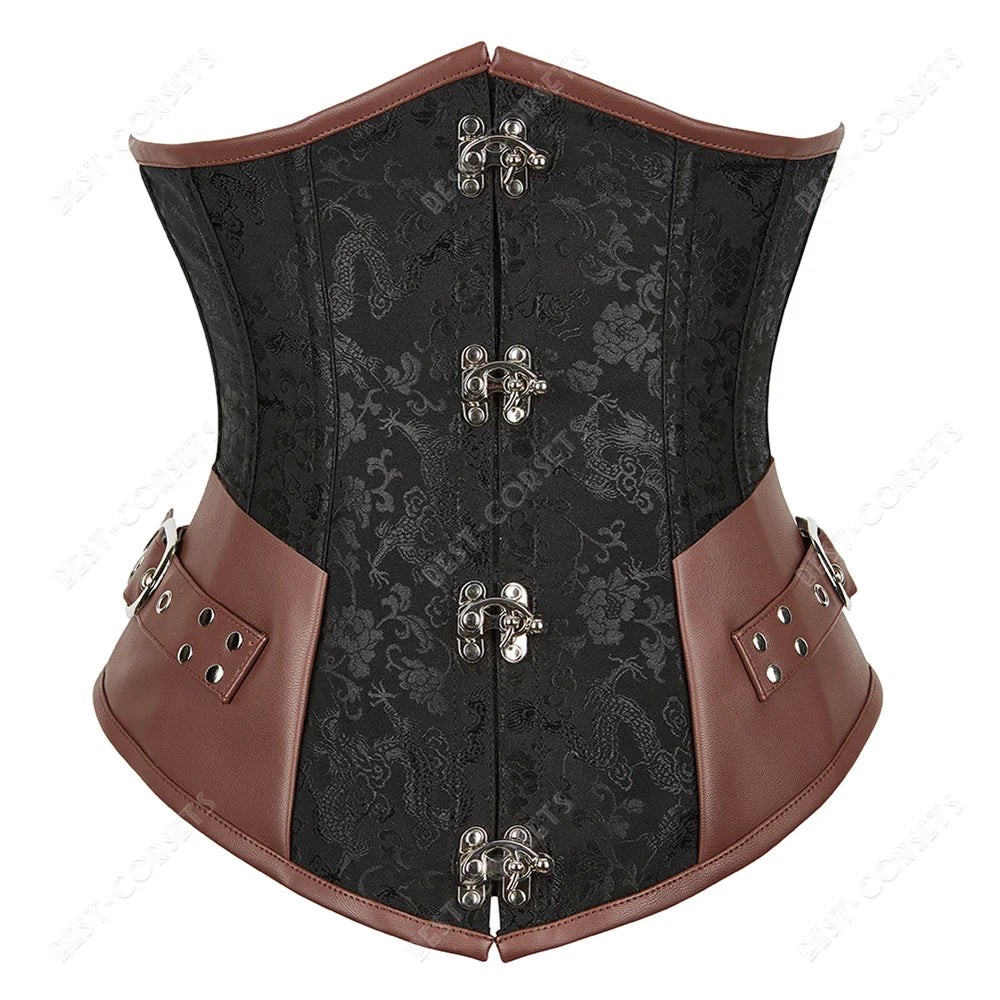 Brown Corset Women Steampunk Faux Leather