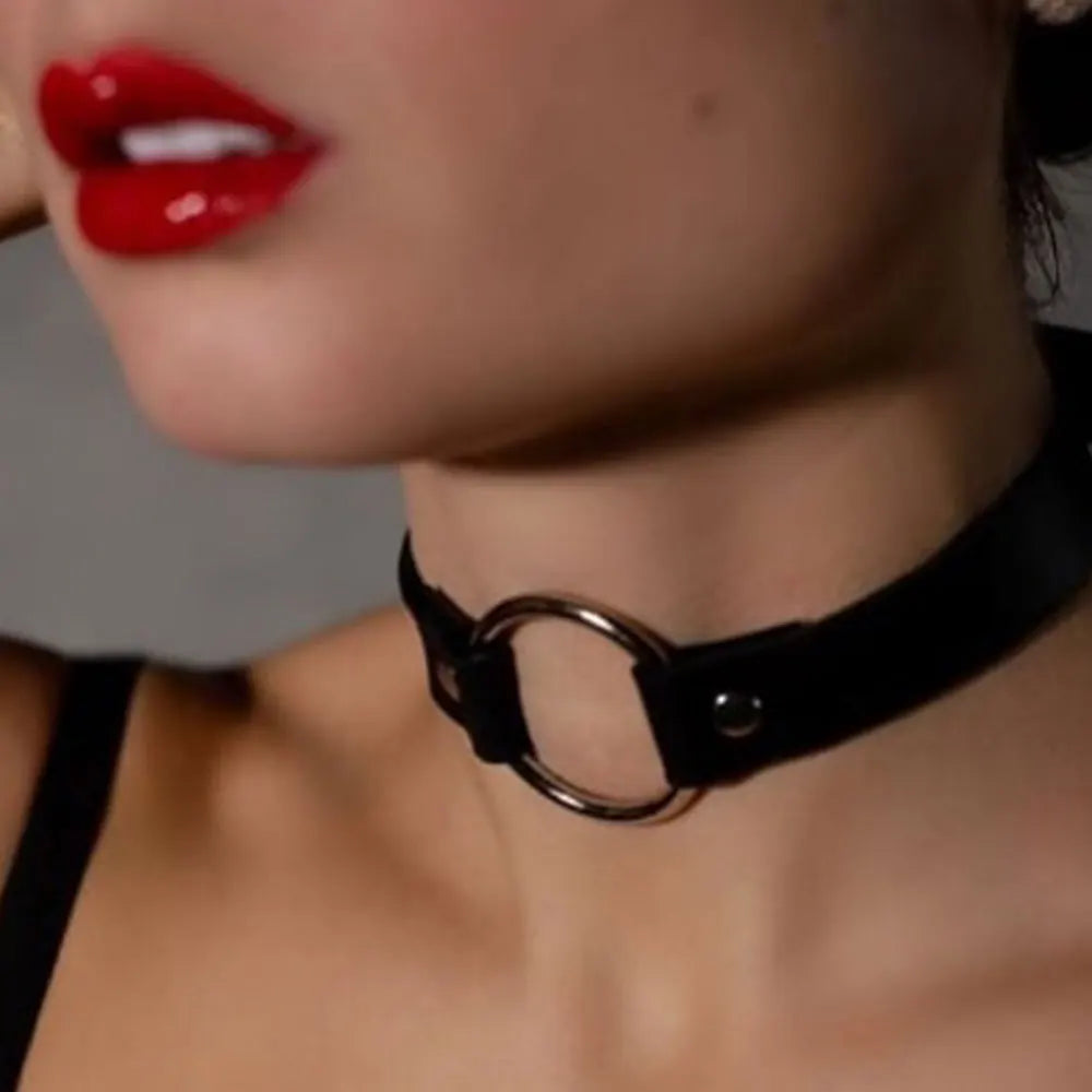 Modern Leather Spiked Choker Punk Collar