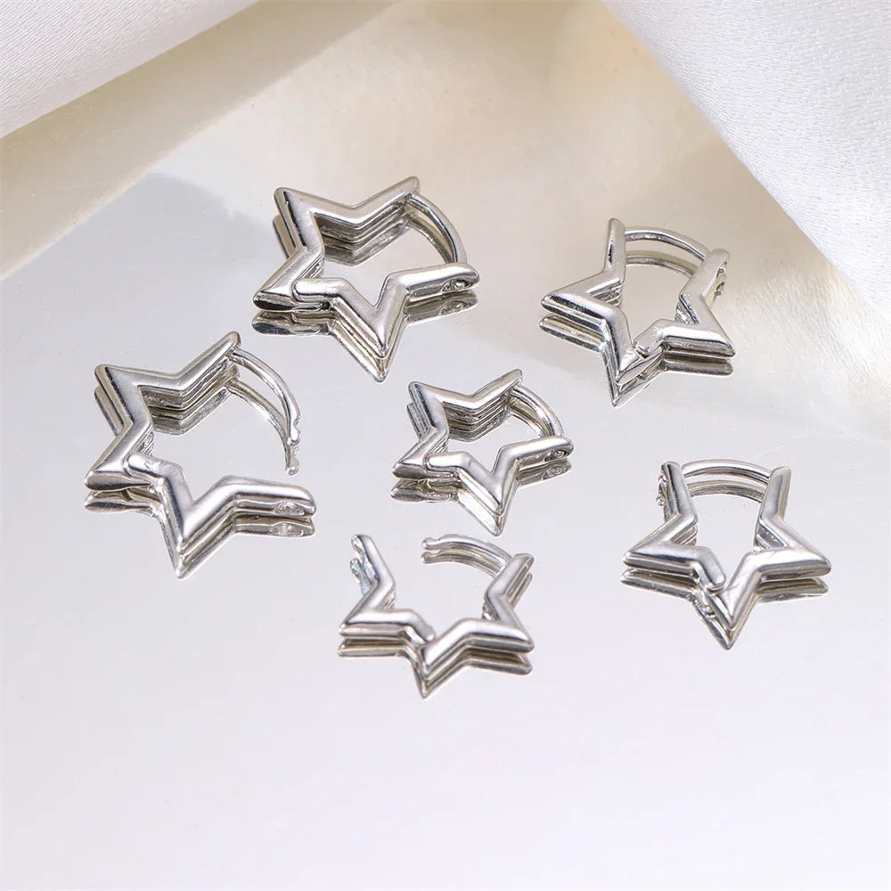 6pcs Set of Star Hoop Earrings for Women
