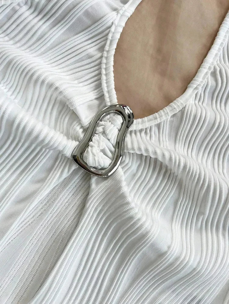 Stylish Goth V-neck Halter Neck Crop Top