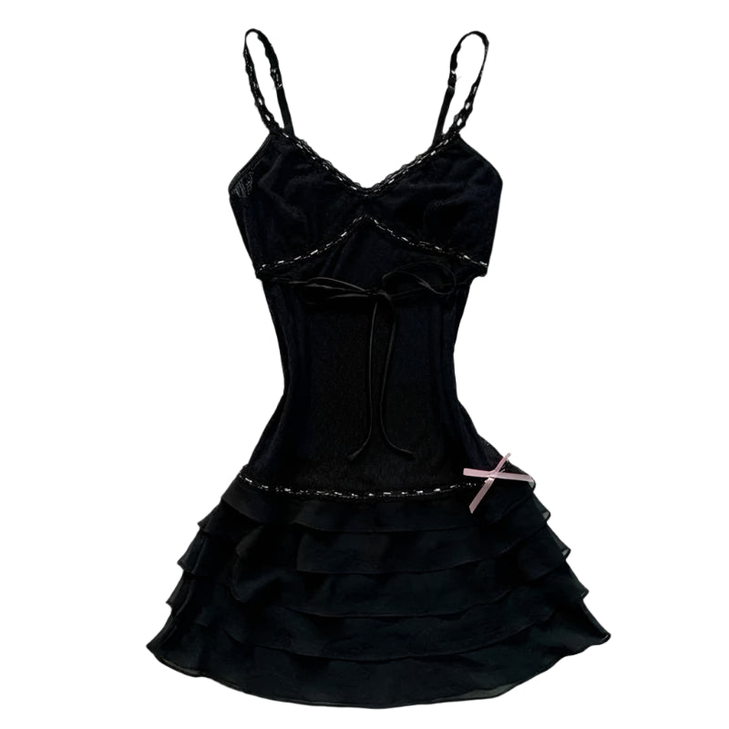 Chic  Lace Steampunk Gothic Mini Dress