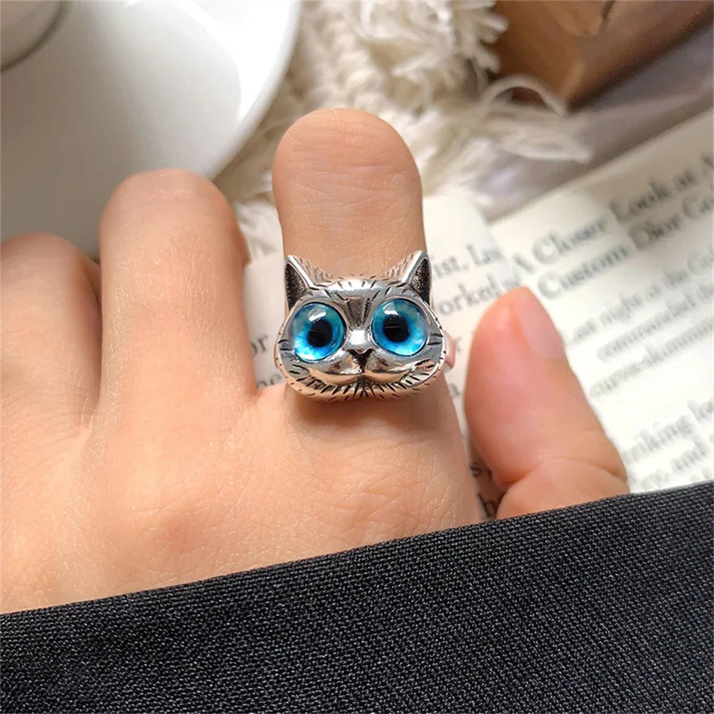 Cute Silver Color Alloy Cat Ring