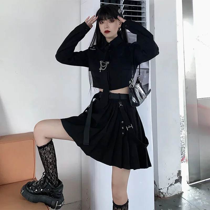 Harajuku Two-Piece Skirt Long Sleeve