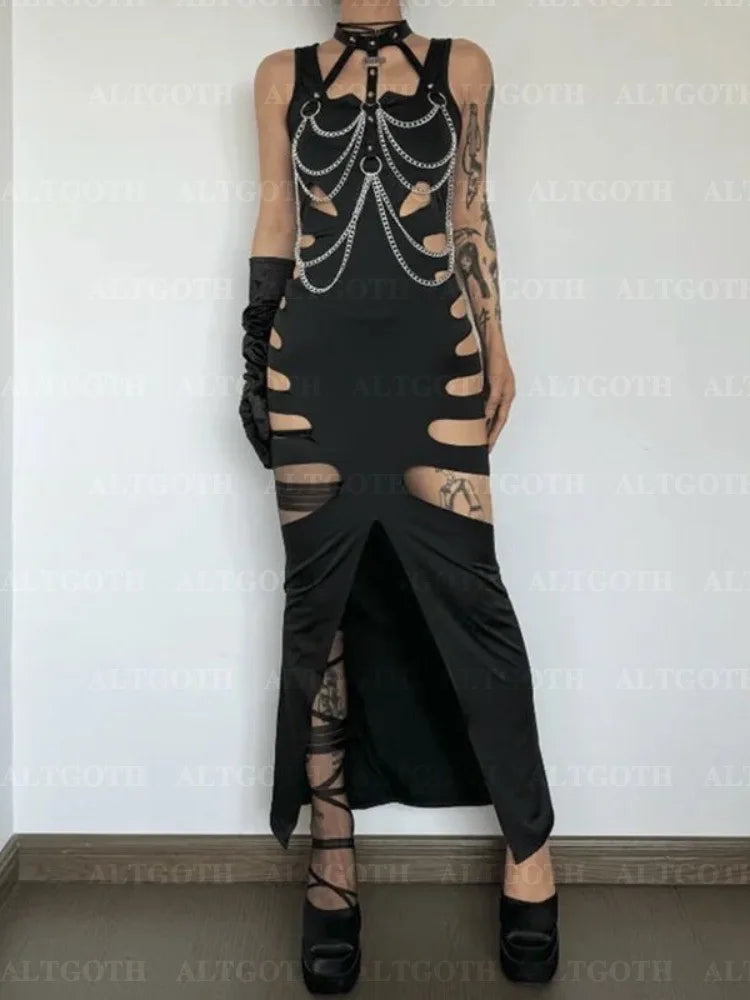 Cyberpunk Y2k Gothic Dark Dress for Women