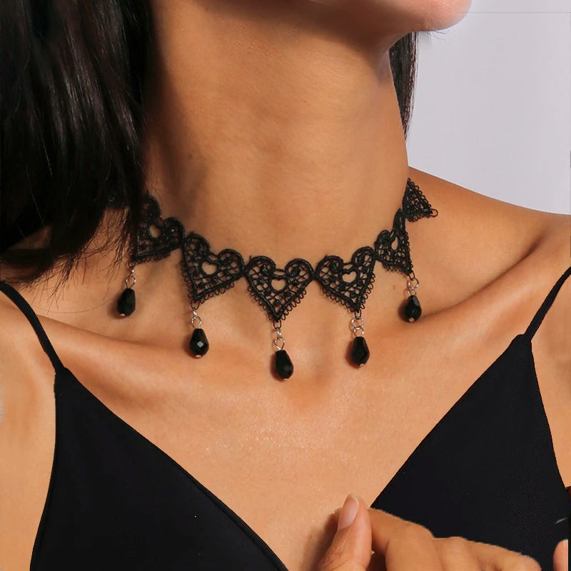 Victorian Black Lace Necklace for Women