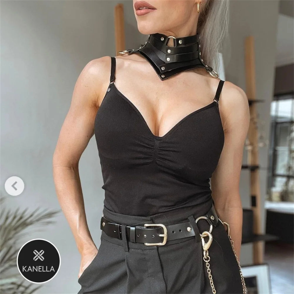 Trendy Gothic Leather Collar Necklace