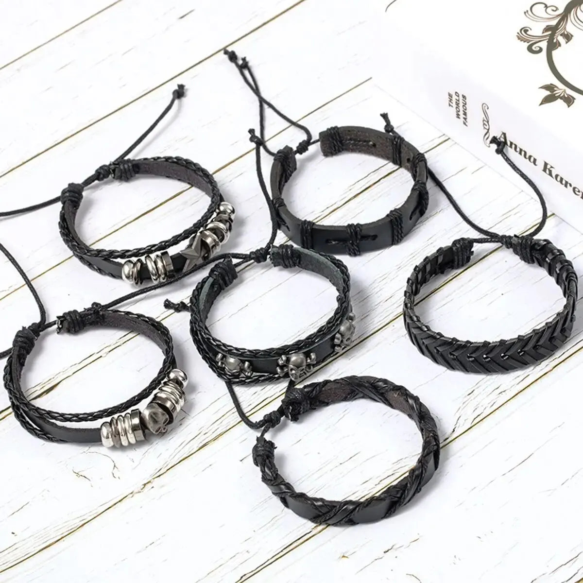 Gothic Neo-Gothic Punk Vintage Bracelet Leather Skull