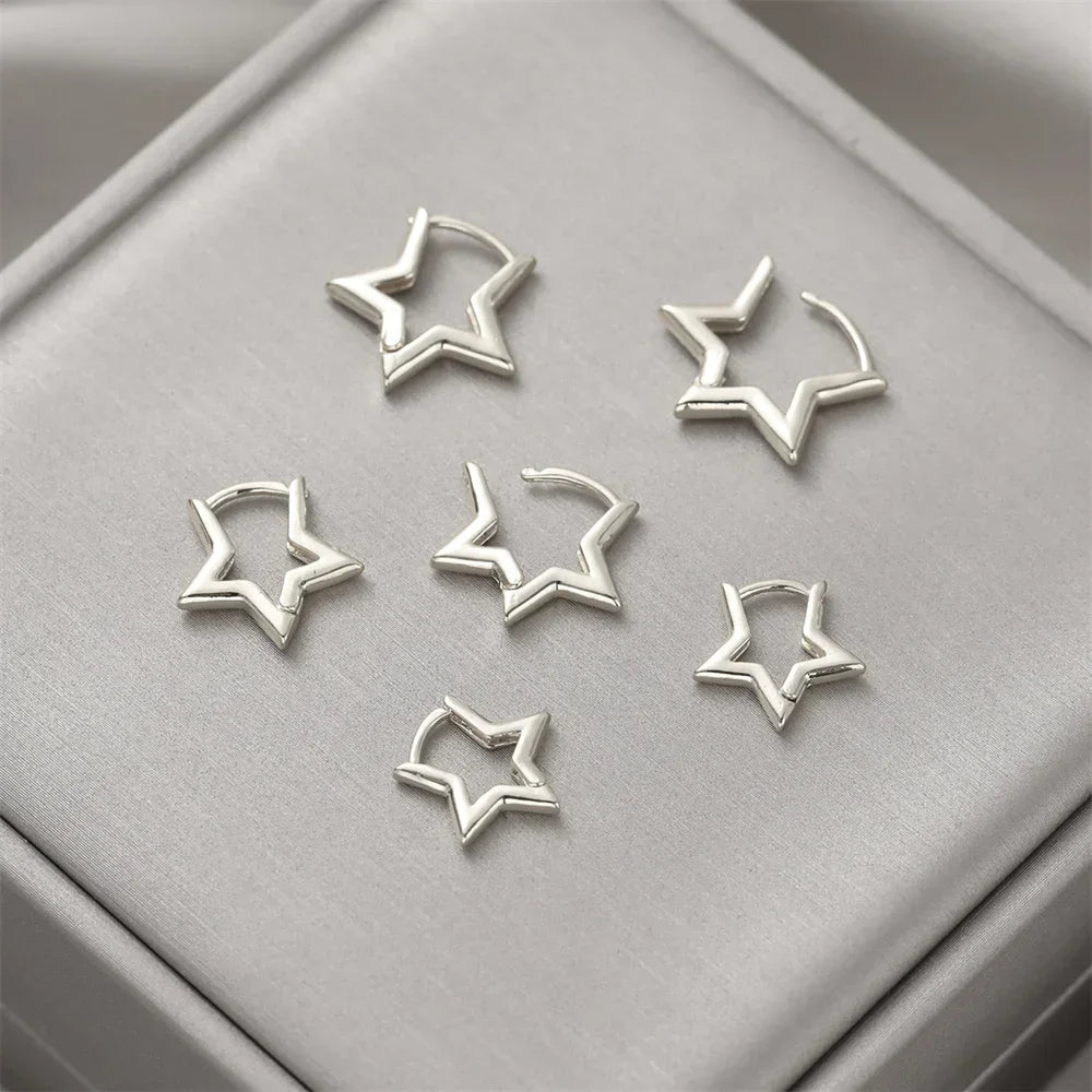 6pcs Set of Star Hoop Earrings for Women