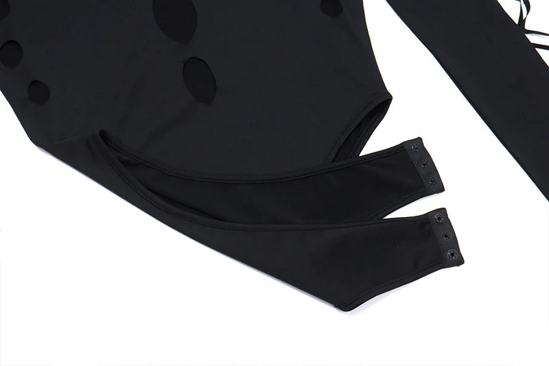 Gothic Punk Dot Hollow Out Bodysuit