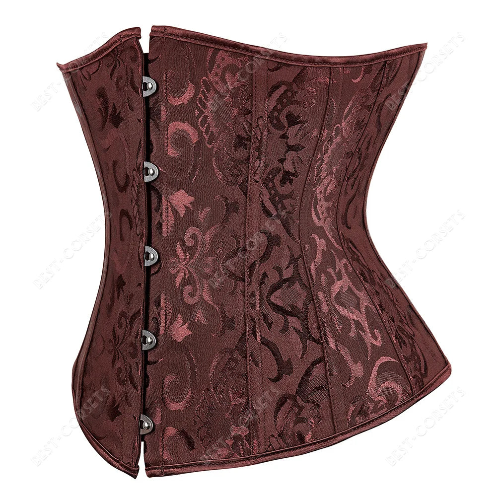 Brown Corset Women Steampunk Faux Leather