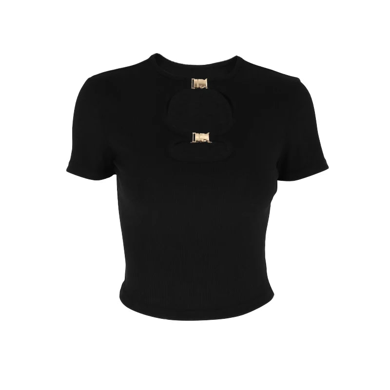 Fashion Crop Top Streetwear O-Neck T-shirt