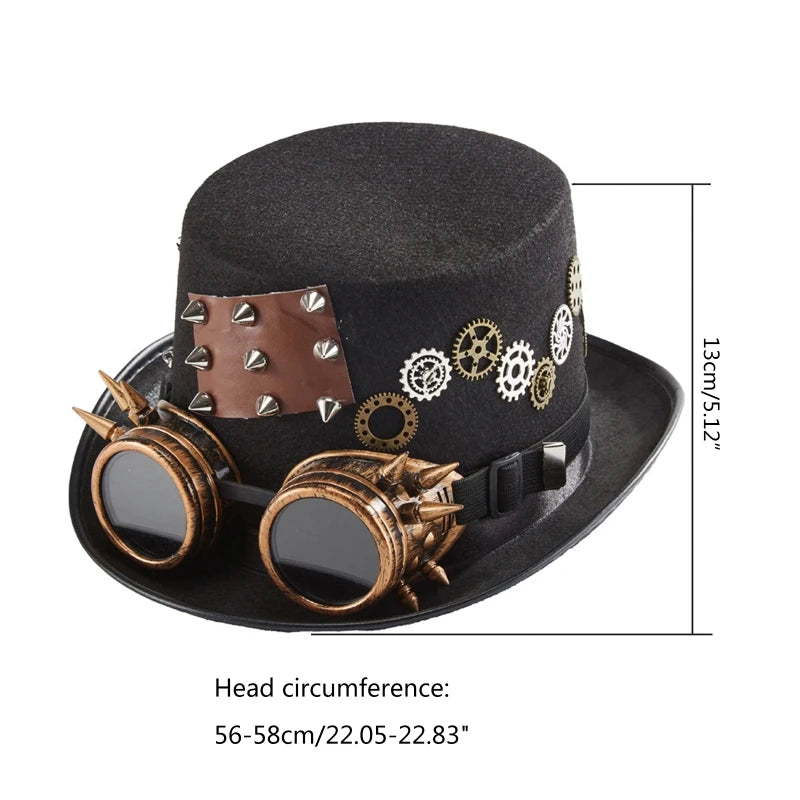 Vintage Steampunk Top Hat Gear Glasses