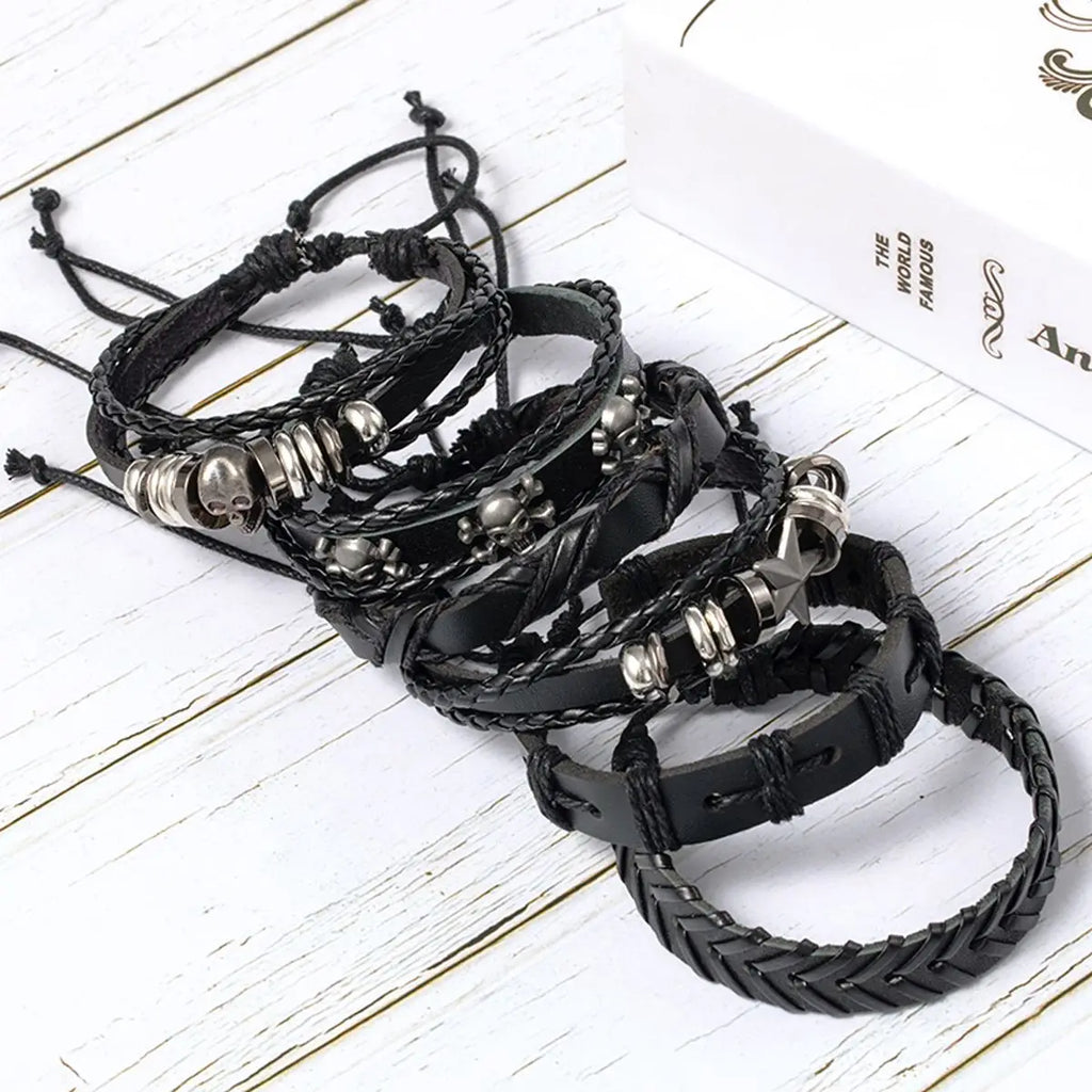Gothic Neo-Gothic Punk Vintage Bracelet Leather Skull