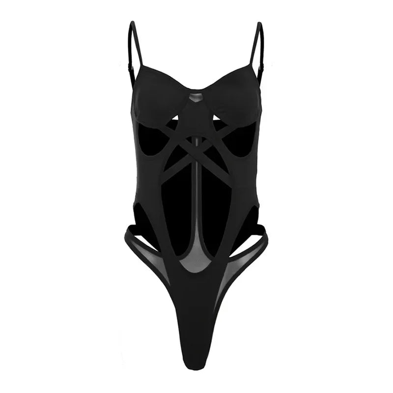 Black Gothic Cyberpunk Bodysuit