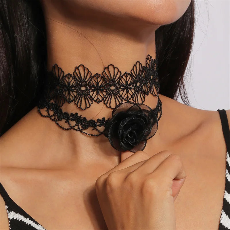 Victorian Black Lace Necklace for Women