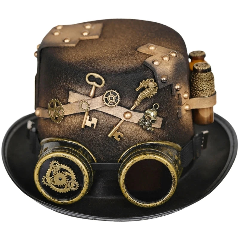 Vintage Steampunk Top Hat Gear Glasses
