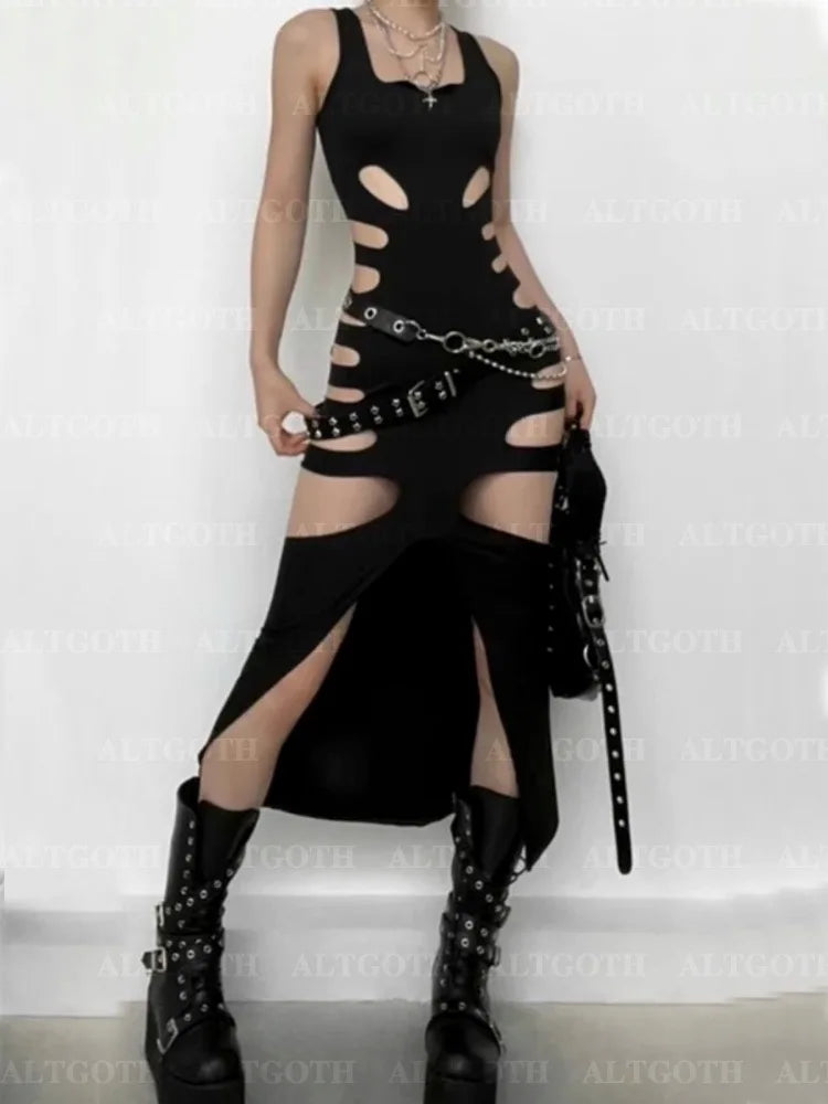 Cyberpunk Y2k Gothic Dark Dress for Women