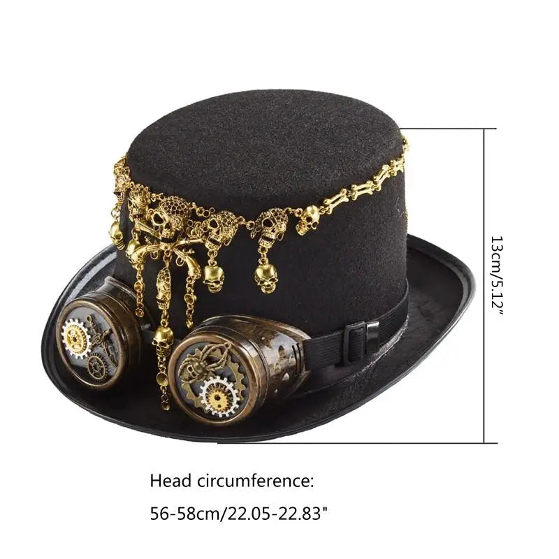 Vintage Steampunk Style Goggles Top Hat