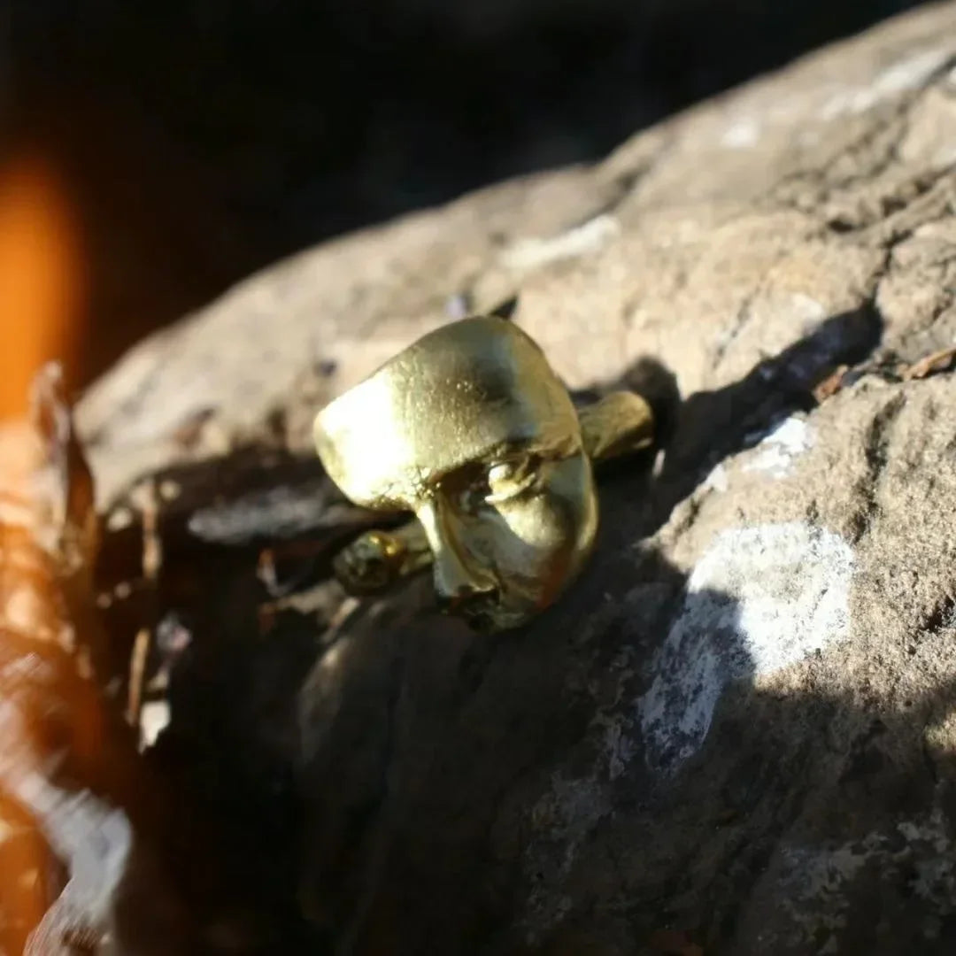 Mystical Unisex Goth Masked Face Open Ring