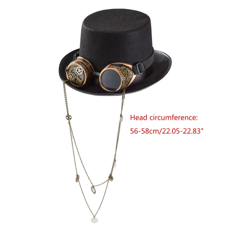 Vintage Steampunk Top Hat Gear Glasses