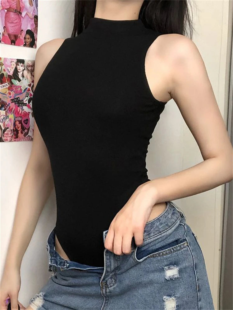 Solid Black Jumpsuit Women Sleeveless
