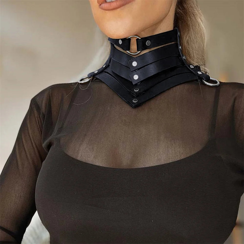 Trendy Gothic Leather Collar Necklace