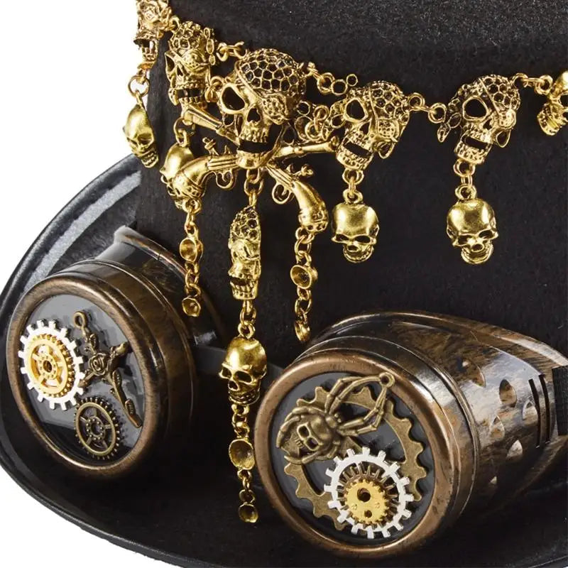 Vintage Steampunk Style Goggles Top Hat