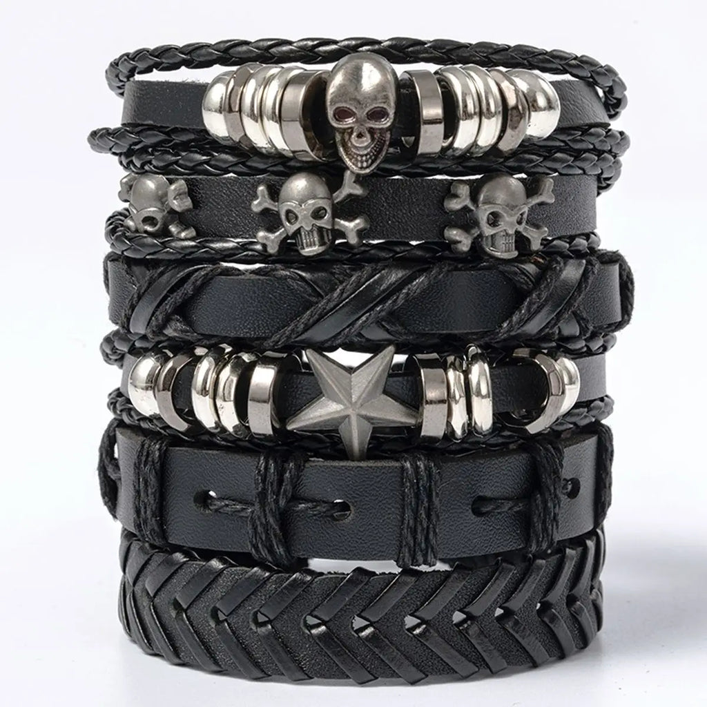 Gothic Neo-Gothic Punk Vintage Bracelet Leather Skull