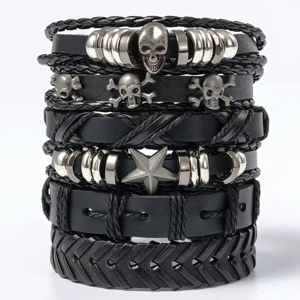Gothic Neo-Gothic Punk Vintage Bracelet Leather Skull