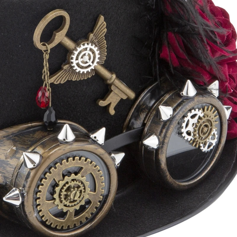 Vintage Steampunk Top Hat Gear Glasses