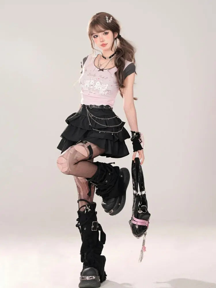 Gothic Neo-Gothic Punk Vintage Skirt Y2K Kpop
