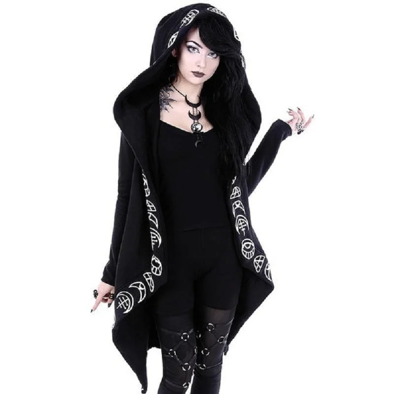 Punk Moon Patterned Long-sleeved Cardigan