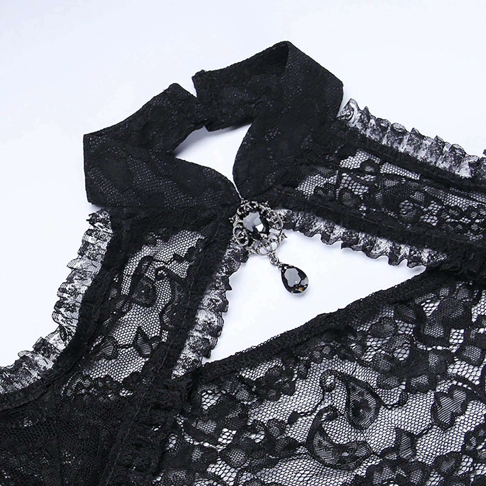 Gothic Lace Tank Top Flared Sleeve
