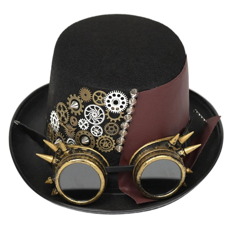 Vintage Steampunk Top Hat Gear Glasses