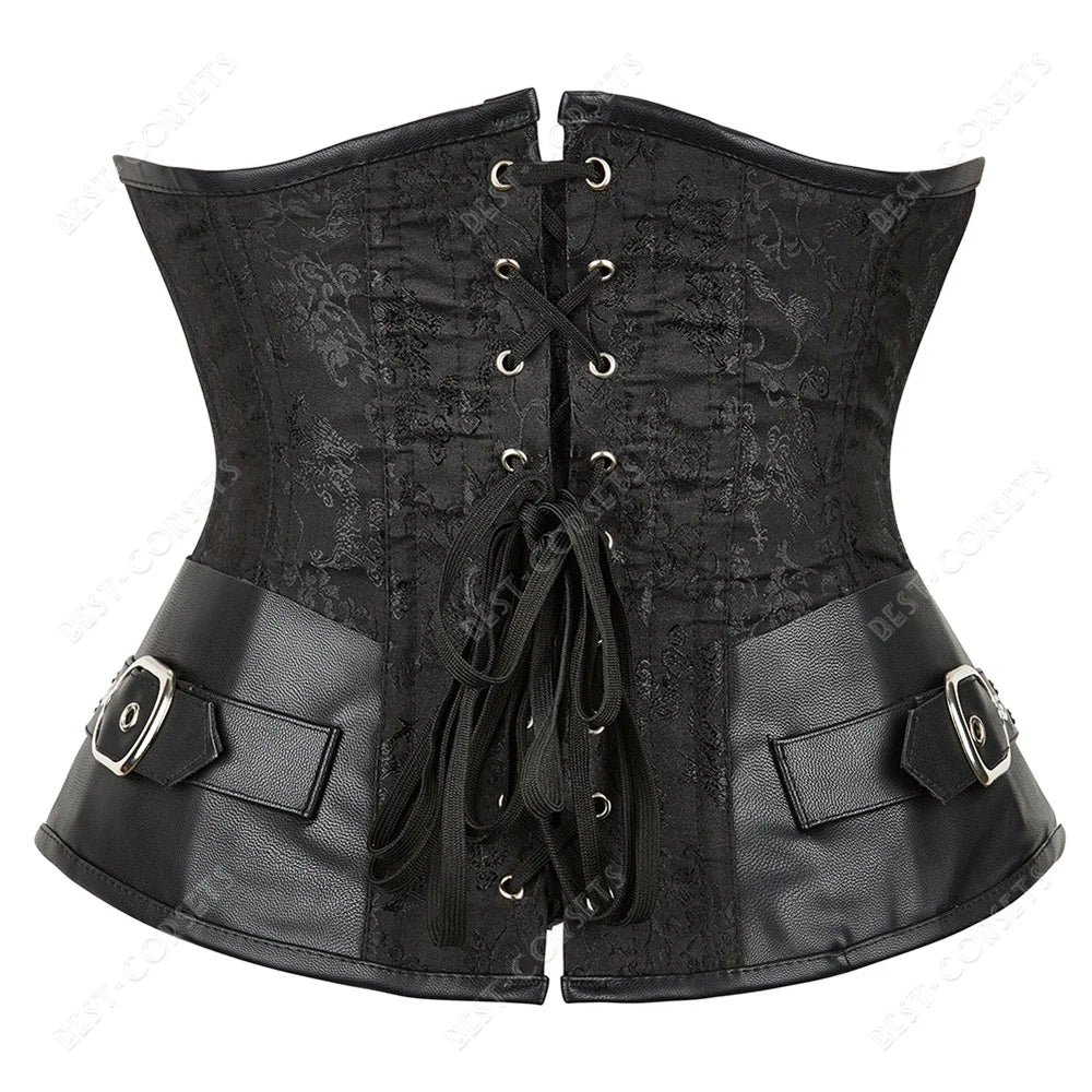 Brown Corset Women Steampunk Faux Leather